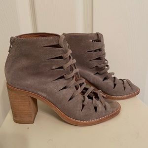 Jeffrey Campbell Womens Corwin Ankle Boot Booties Brown Suede Lace Up - Size 5